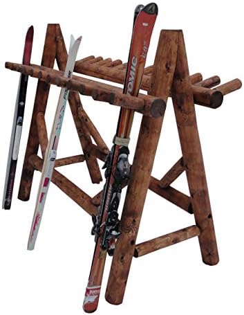 22-Place Freestanding Ski Log Racks, Pole Ski Holders, Garage Racks for Organization, Canyon Brown