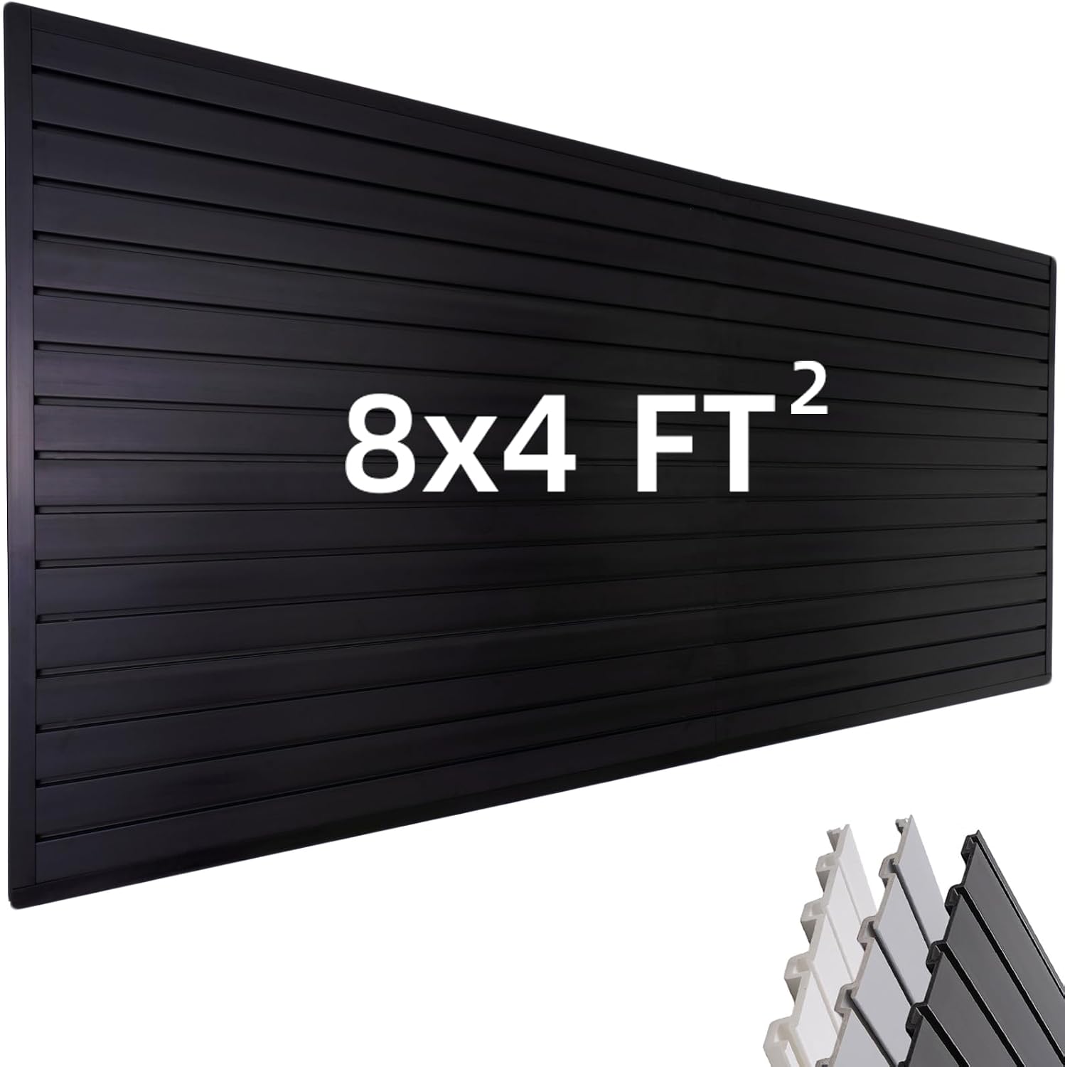 FRAYSCENT Slat Wall Paneling Garage Wall Organizer, Black, 8ftx4ft